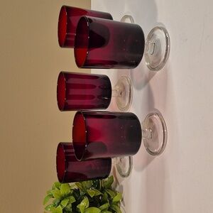 LUMINARC Cavalier Ruby Red Footed Wine/Cordial Glasses, France, Set of 5